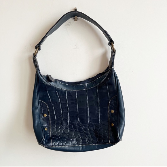 Wilsons Leather Handbags - Wilson Leather Shoulder Bag Navy Blue Embossed Purse